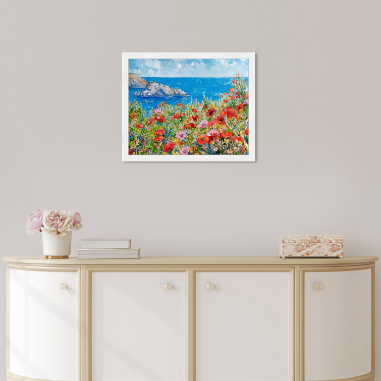 Oliver Gal Sea And The Poppies Water Flowers Landscape Modern Blue